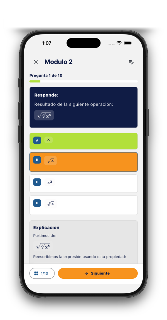 Vista iOS de una pregunta de Zerebrez